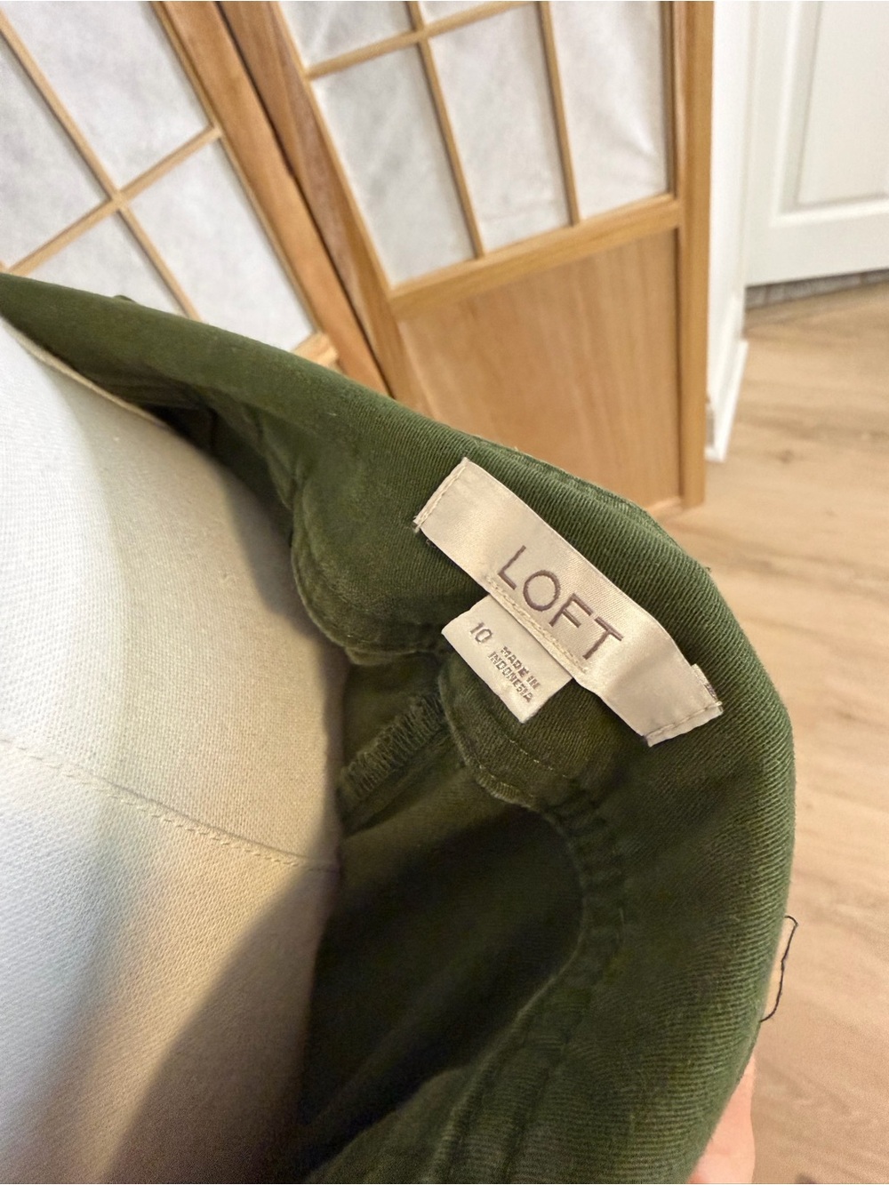 LOFT Olive Green Belted Midi Skirt - Picture 3 of 3